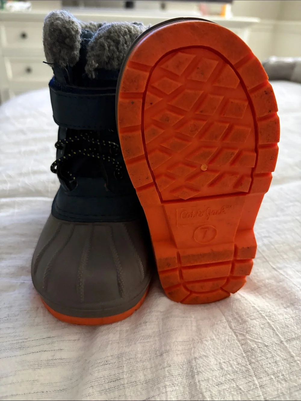 Cat & Jack Kids Gray and Orange Insulated Snow Boots